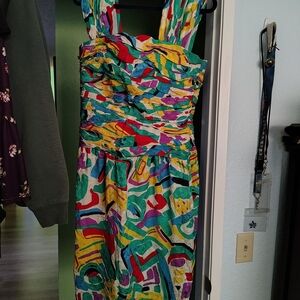 Colorful Abstract Print Midi Dress